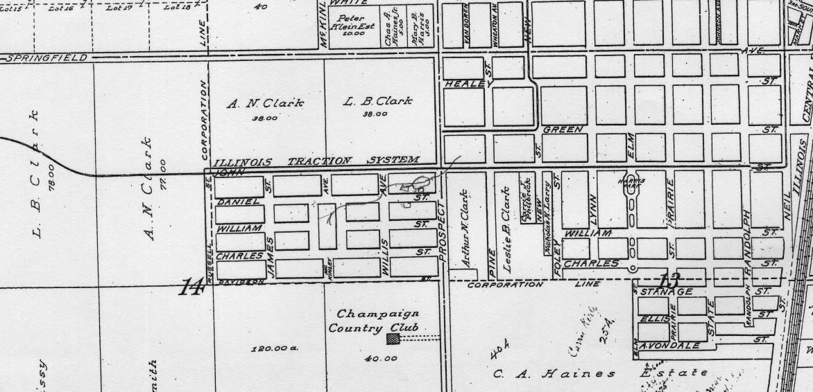1913 map of west Champaign